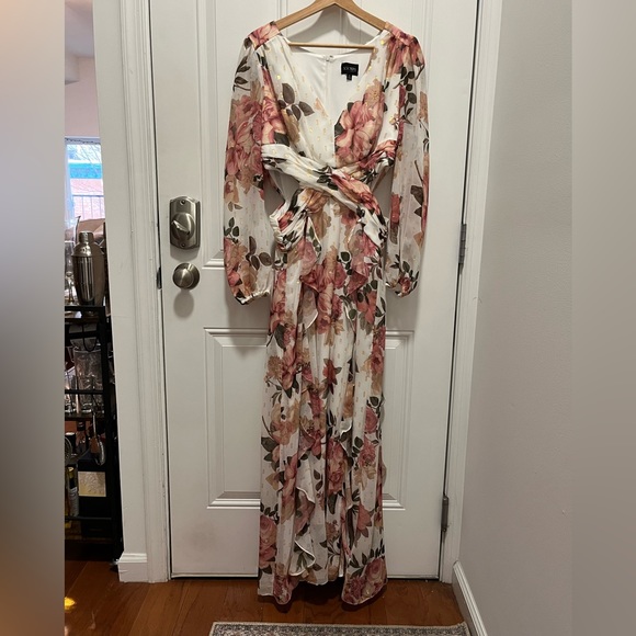 Xscape Avalee long sleeve chiffon floral maxi dress - Picture 7 of 11